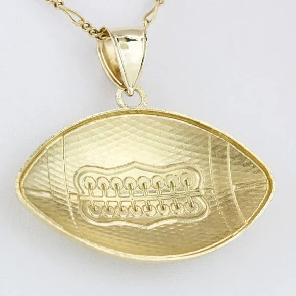 10 Karat Yellow Gold Large NFL Football Sports Pendant